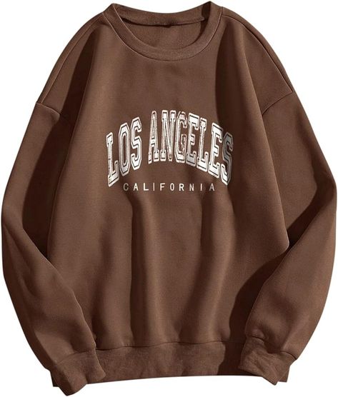 HZMM Casual LOS ANGELES Sweatshirt Printed Crewneck Cotton Long Sleeve Tops Ladies Sweatshirt Club Basic Tee Shirt Casual Jumper Tops fit Teenage Girl Beige, S : Amazon.co.uk: Fashion Los Angeles Sweatshirt, Ladies Sweatshirt, Beauty Tunics, Girls Jumpers, Black Jumper, Gym Tops, Personalized Hoodies, Yoga Tops, Uk Fashion