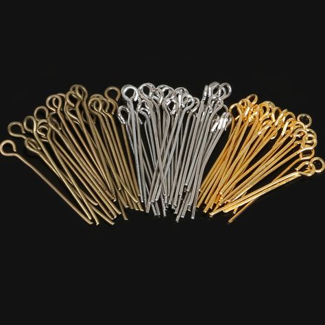 Cheap eye pins, Buy Quality beads findings directly from China pin needle Suppliers: New Fashion 470pcs/lot 24mm Gold/Brown/Silver Eye Pins&Needles Metal Beads Findings For DIY Jewelry Making,Head Pins Needles Silver Eye, Wedding Site, Diy Jewelry Findings, Diy Wire Jewelry, Eye Pins, Jewelry Pins, Brown Silver, Head Pins, Metal Pins