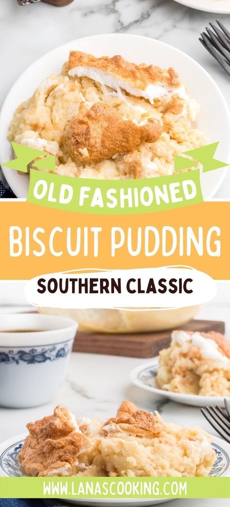 Recipes Using Day Old Biscuits, What To Make With Leftover Biscuits, Recipes For Leftover Biscuits, Cold Biscuit Pudding Recipe, Old Fashion Breakfast Recipes, Old Biscuits What To Do With, Bread Pudding With Biscuits, Recipes With Leftover Biscuits, Dessert Recipes With Canned Biscuits