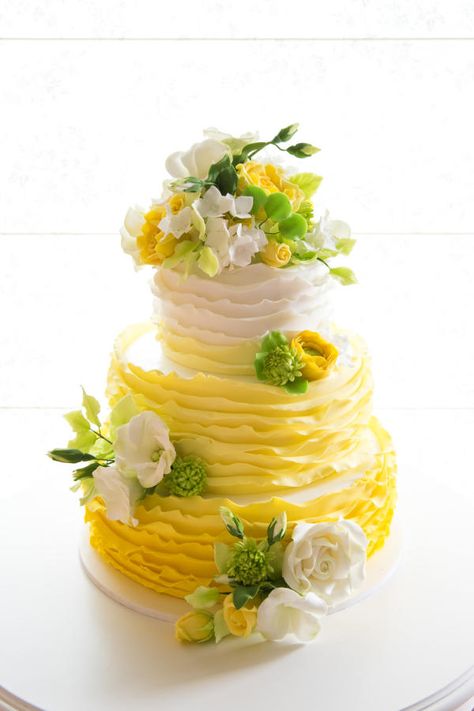 Yellow cake by Irina Apostol Holiday Cake Decorating, Yellow Wedding Cake, Cake Yellow, Homemade Pudding, Christmas Cake Pops, Yellow Birthday, Homemade Cake Recipes, Wedding Cakes With Cupcakes, New Cake