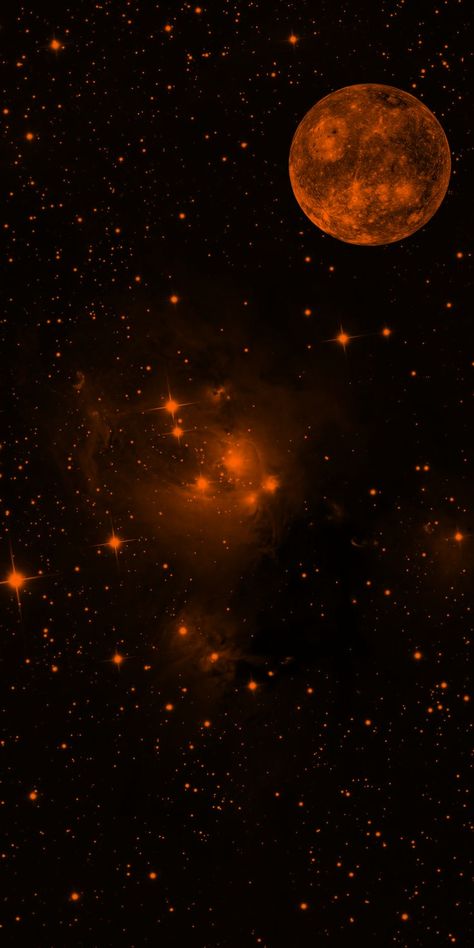 Orange Planets Aesthetic, Amber Wallpaper Aesthetic, Orange And Black Aesthetic Wallpaper, Orange And Black Aesthetic Dark, Orange Moon Wallpaper, Orange Space Aesthetic, Orange Star Aesthetic, Dark Orange Wallpaper Aesthetic, Black And Orange Aesthetic Wallpaper