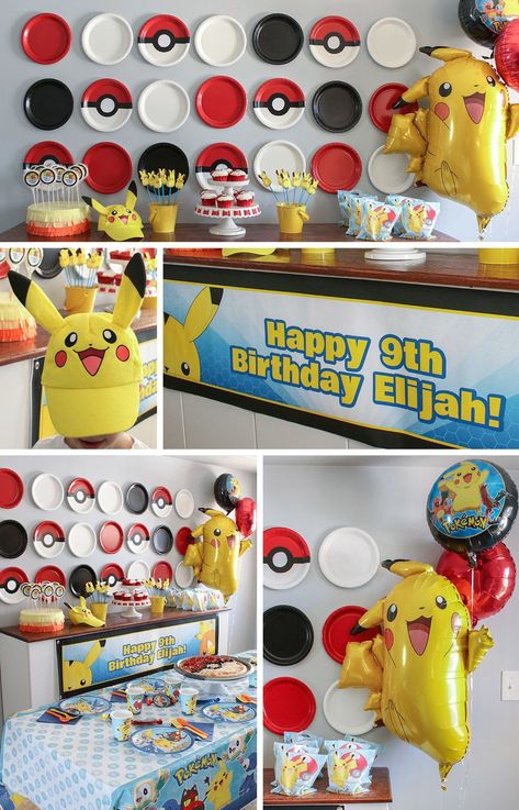 We have ideas for everything from invitations to decorations that will make it as easy as possible to plan the perfect pokemon themed birthday party! #pokemonparty #pokemonthemedbirthday #pokemon #pokemonbirthdaycake #pokemonpartydecor #pokemonbirthdayinvite #pokemonlover #birthdaythemedforkids #birthdaythemes #birthdaythemesforboy Pokemon Party Table Decorations, Pokemon Party Ideas Decoration, Pokemon Party Ideas, Pokemon Party Decorations, Diy Pokemon, Pokemon Invitations, Pokemon Themed Party, Pokemon Decor, Pokémon Birthday