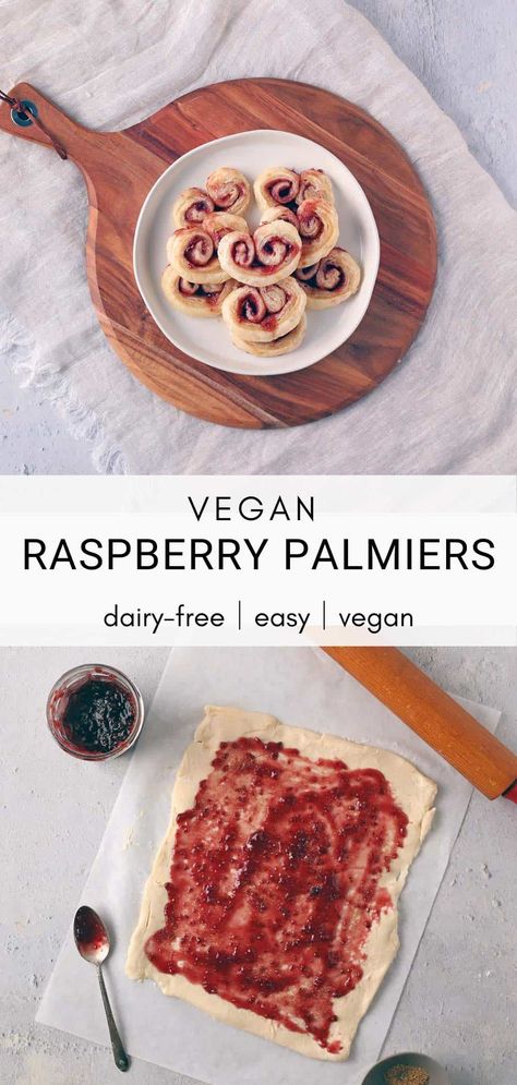 Raspberry Palmiers, Raspberry Pastry Recipes, Palmiers Recipe, Puff Pastry Recipes Dessert, Raspberry Dessert, Pastries Recipes Dessert, Vegan Pastries, Puff Pastry Desserts, Raspberry Preserves