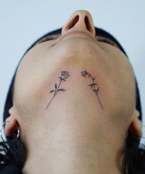 20 Under The Chin Tattoos You Didnt Know You Needed To Boost Your Confidence 8 Under Chin Tattoos Women, Chin Tattoo, Empowering Tattoos, Girl Power Tattoo, Power Tattoo, Handpoke Tattoo, Simple Tattoo Designs, Sunflower Tattoos, Face Tattoos