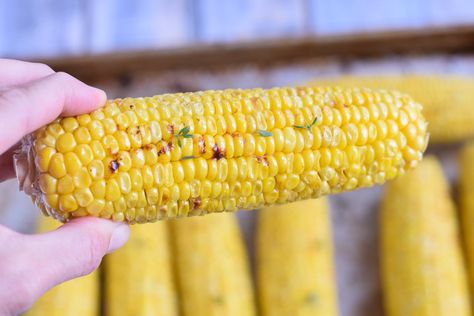 Oven Roasted Corn with thyme and butter Make Corn On The Cob, Oven Roasted Corn, Veggie Options, Ears Of Corn, Roasted Corn, Corn On The Cob, Oven Roast, Veggie Dishes, Salted Butter