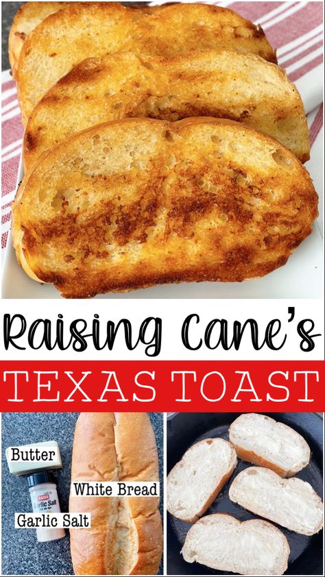 Easy Stuff To Make At Home Food, Raising Canes Copycat Recipes, Rasing Canes Bread Recipe, Raising Canes At Home, Raising Canes Garlic Bread Recipe, Canes At Home, How To Make Canes Bread, Razzoos Copycat Recipes, Copycat Raising Canes Bread