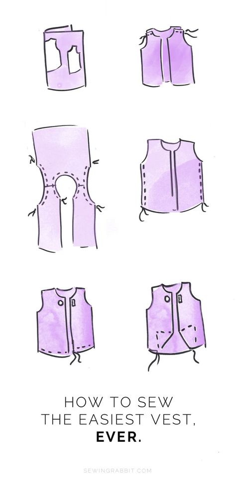 the easiest women's vest sewing DIY, ever. Diy Vest Pattern, Vest Pattern Sewing, Diy Vest, Tips Menjahit, Sewing Rabbit, Vest Sewing, Diy Sy, Vest Sewing Pattern, Sew Ins