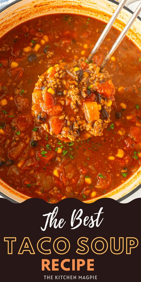 Texas Taco Soup, Soups Recipes Taco Soup, Taco Soup With Tomato Juice, Taco Soup Taste Of Home, Taco Soup With V8 Juice, Soup With Taco Meat, Taco Soup Can Recipe, Taste Of Home Taco Soup, Taco Soup With Potatoes