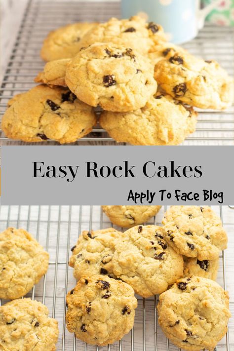 This recipe for homebaked Rock Cakes are the actual Rock Cakes of my childhood. Delicious and simple they are my go to when time is tight and I am craving a sweet treat.#applytofaceblog #bakingrecipes #easybakingrecipes #retrobakes Rock Cakes Recipe Simple, Rock Cookies Recipe, Rock Cakes Recipe, Rock Cakes, Fruit Scones, British Recipes, Rock Cake, Homemade Scones, Food Blogging