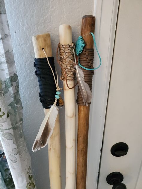 Cuban Mop, Wood Hiking Stick, Unique Walking Sticks, Spirit Sticks, Halloween Brooms, Hand Carved Walking Sticks, Sewing To Sell, Wooden Walking Sticks, Stick Art