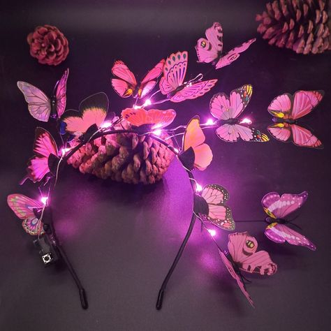 Smarter Shopping, Better Living! Aliexpress.com Glowing Butterfly, Butterfly Headpiece, Festival Outfits Men, Festival Outfits Women, Festival Costumes, Festival Accessories, Butterfly Hair, Butterfly Design, Headpiece