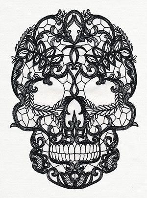 Craft a dark and lovely look with this lace-patterned skull stitched onto your favorite fabric. Tattoos For Women On Thigh, Lace Skull, Kunst Tattoos, Muster Tattoos, Sugar Skull Tattoos, Lace Tattoo, Desenho Tattoo, A Skull, Pattern Tattoo