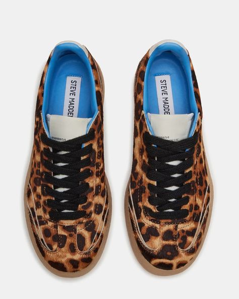 TUX Leopard Low-Top Sneaker | Women's Sneakers – Steve Madden Kitten Heel Slingbacks, Leopard Sneakers, Top Sneakers Women, Shoe Closet, Dream Shoes, Flat Sneakers, Sleek Look, New Wardrobe, Dress With Boots