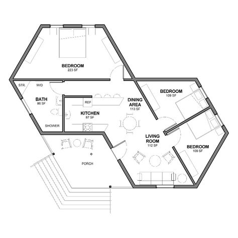 Hexagon House, Octagon House, Unique House Plans, Sims House Ideas, Sims 4 House Building, Sims 4 House Plans, Sims 4 House Design, Sims Houses, House Layout Plans