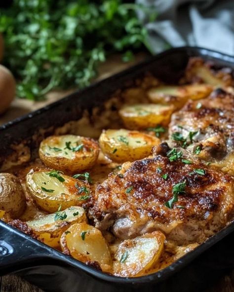 Pork Chops And Potatoes In Oven, Easy Quick Recipes, Pan Pork Chops, Bone In Pork Chops, Pork Chops And Potatoes, Potatoes In Oven, Easy Pork Chops, Potato Bake, Chop Recipes