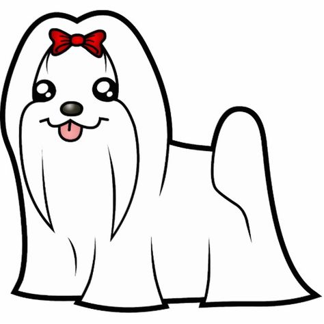 Cartoon Maltese (show cut red bow) Statuette Cute Puppy Sketch, A Easy Drawing, Maltese Cartoon, Puppy Sketch, Cute Maltese, Puppy Drawing, Animal Stencil, Dog Quilts, Yorkshire Terrier Puppies