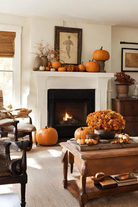 21 Cozy Fall Decor Ideas * Autumn Decorating | Montana Happy Autumn Interior, Seasonal Living, Fall Mantle, Easy Fall Decor, Neutral Fall Decor, Fall Living Room, Cozy Fall Decor, Fall Decor Inspiration, Fall Decor Ideas