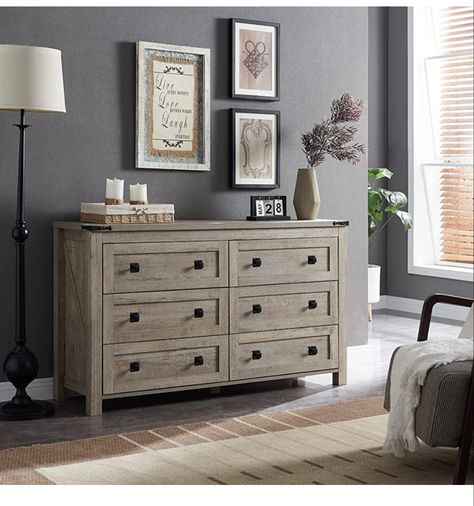 Dresser In Living Room, Hallway Light, Farmhouse Dresser, Wide Chest Of Drawers, Bedroom Organization Storage, Accent Storage Cabinet, 7 Drawer Dresser, Dresser Organization, Farmhouse Bedding