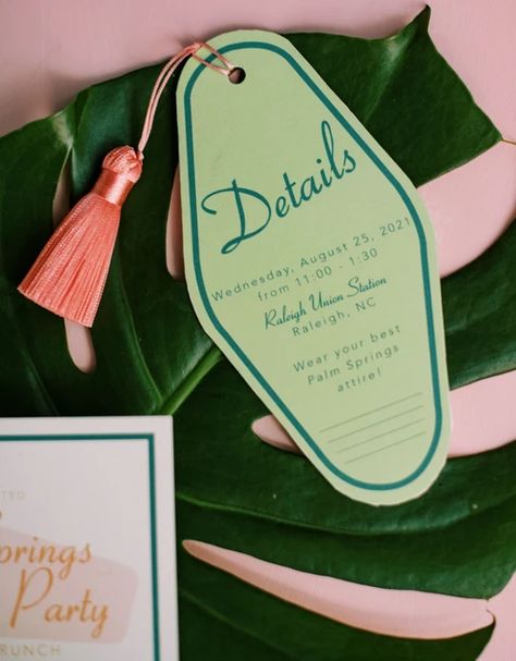 Palm Springs Planner's Brunch | Morgan Harris Design Eclectic Wedding Invitations, Palm Springs Bach, Palm Springs Party, Palm Springs Bachelorette, Royal Theme, Palm Springs Style, Downtown Raleigh, Sweet Water, Palm Spring