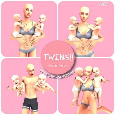 "Twins!!"-Pose Pack | FlowerSimsPoses on Patreon Twins Posing, Sims 4 Couple Poses, Sims Poses, Toddler Poses, Sims 4 Stories, Sims Baby, Sims 4 Family, The Sims 4 Pc, Free Sims 4