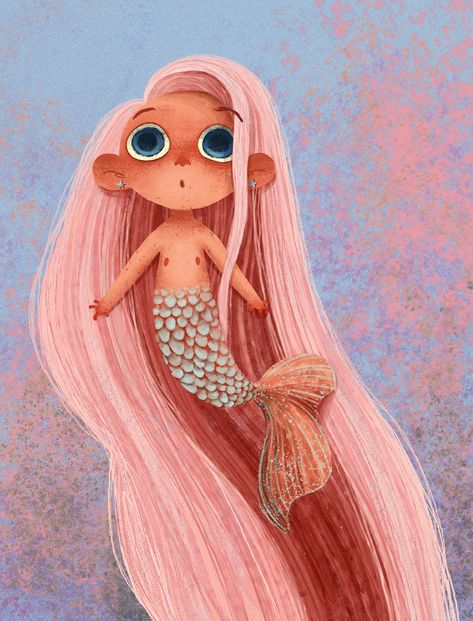 Cute Mermaid Coloring Pages, Mermaid Illustration, 동화 삽화, Mermaid Coloring Pages, Book Illustration Art, Childrens Books Illustrations, Girl Illustration, Cute Mermaid, Mermaid Coloring