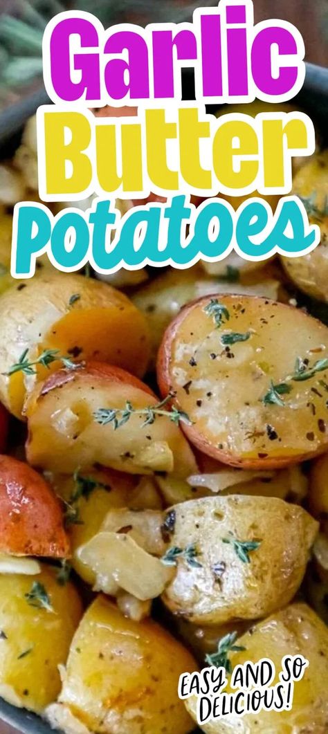 Buttered Red Potato Recipes, Butter Garlic Red Potatoes, Potato Garlic Recipes, Garlic Butter Potatoes Oven, Garlic And Butter Potatoes, Buttered Red Potatoes, Side Dishes For Pork Chops Easy, Side Dishes With Pork Chops, Side Dishes For Lobster Tails