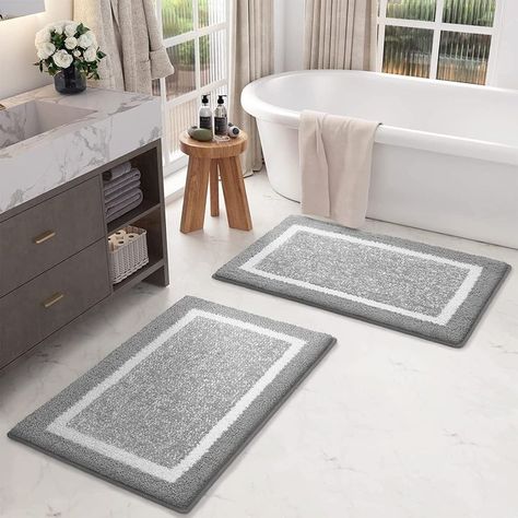 Bath rugs are constructed of premium microfiber materials, It can absorb 3 times of water in few seconds.
Here are the Amazon affiliate links. Note: Commissions may be earned from the links below. Grey Bathroom Rugs, Bathroom Shower Mat, White Bathroom Rug, Grey And White Bathroom, Non Slip Shower Mat, Small Bath Mat, Bathroom Rugs And Mats, Bathroom Floor Mat, Bathroom Carpet