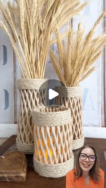 Jute Decoration Ideas, Raffia Decor Diy, Diy Rope Vase, Jute Rope Vase Diy, Decor With Ropes, Sisal Rope, Rope Crafts, Jute Rope, Diy Creative Crafts