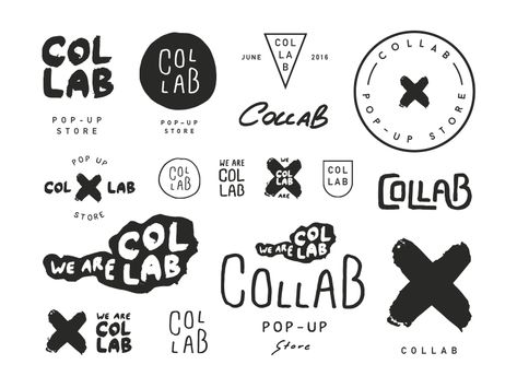 Collab Logo Explorations Collaboration Logo Design, Brand Collaboration Design, Pop Logo Design, Artsy Logo, Logo Exploration, Combination Logo, Pop Logo, Minimal Flat, Graphic Design Blog