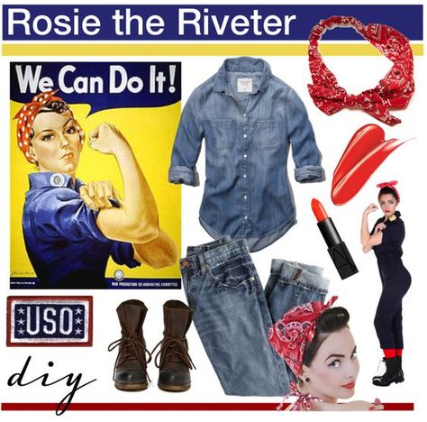 I Can Do It Rosie the Riveter | ROSIE THE RIVETER: This historical HBIC Halloween costume has our vote ... Rosie The Riveter Halloween, Nerd Costumes, Rosie The Riveter Costume, 50s Costume, 70s Costume, Vampire Costumes, Holloween Costume, Hippie Costume, Rosie The Riveter