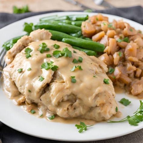 Best Smothered Chicken Recipe Craig Claiborne Smothered Chicken, Soul Smothered Chicken, Best Smothered Chicken Recipe, Smothered Chicken Recipe, Smothered Chicken Recipes, Creamed Onions, Smothered Chicken, Creamy Polenta, Onion Gravy