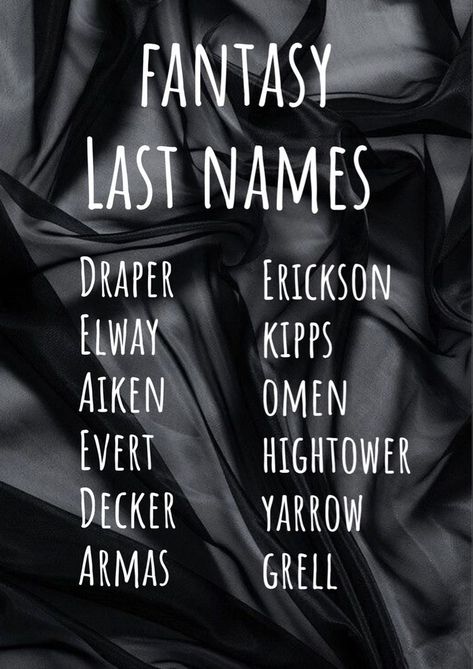 Book Last Names, Rare Last Names For Characters, Lastnames Ideas, Dark Last Names, Aesthetic Last Names, Fictional Names, Fantasy Last Names, Gothic Names, Aesthetic Baby Names