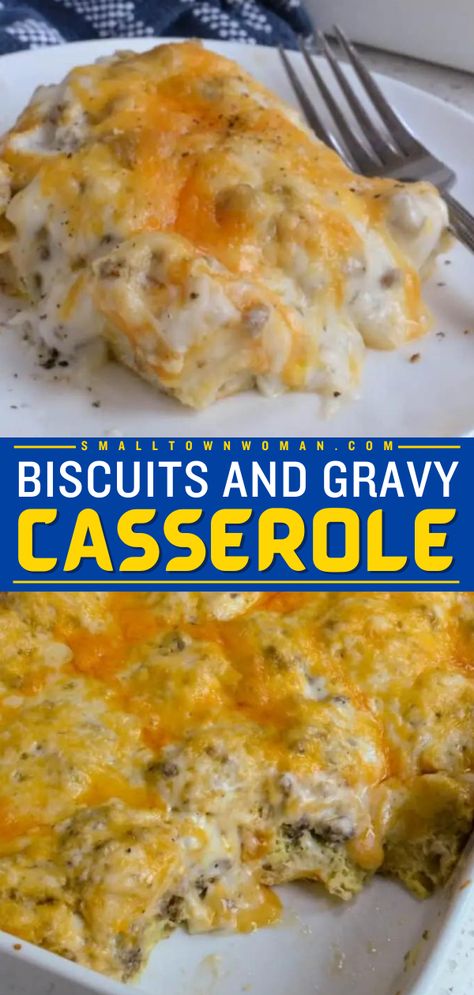 Put this egg bake on your breakfast platter! This make-ahead breakfast casserole is an easy brunch menu idea family and friends will love. Complete with sausage and cheese, this is the BEST Biscuits and Gravy Casserole! White Sausage Gravy, Casserole With Biscuits, Egg Bake Recipe, Sausage Egg Bake, Best Biscuits And Gravy, Gravy Casserole, White Sausage, Breakfast Casserole With Biscuits, Biscuits And Gravy Casserole