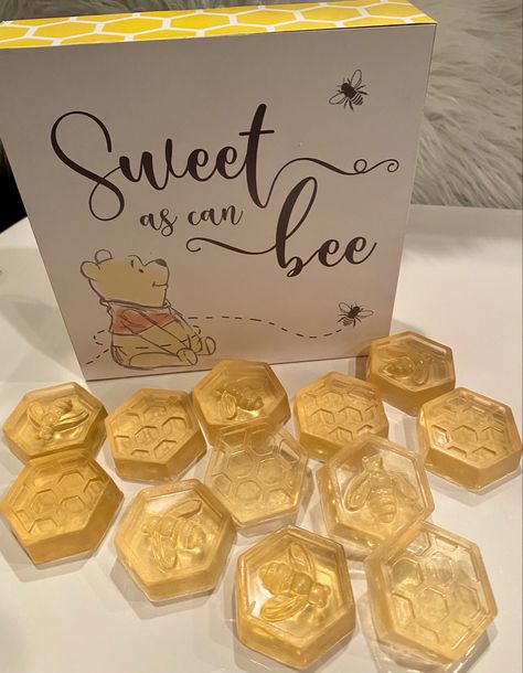 Winnie The Pooh Party Decor, Winnie The Pooh Party, Pooh Party, Baby Shower Candy Bar, Handmade Soap Recipes, Honey Brand, Birthday Giveaways, Disney Baby Shower, Bumble Bee Baby Shower