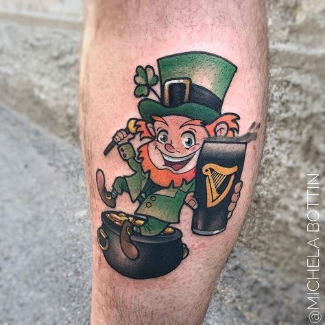 Leprechaun tattoo by @michelabottin at @darkinktattoostudio in Garlasco Italy #michelabottin #darkinktattoostudio #garlasco #italy #leprechaun #leprechauntattoo #irishelf #ireland #irelandtattoo #stpatrick #guinness #guinnessbeer #guinnesbeertattoo #tattoo #tattoos #tattoosnob Leprechaun Tattoos, Ireland Tattoo, Beer Tattoos, Shamrock Tattoos, Tattoos Pictures, Celtic Cross Tattoos, Irish Tattoos, C Tattoo, Celtic Tattoo