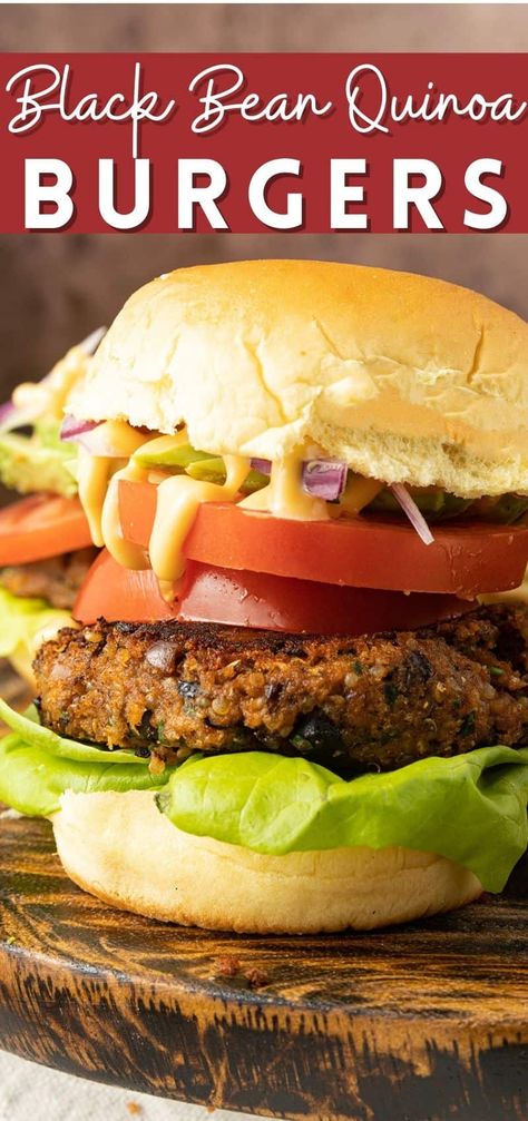 Black Bean Quinoa Burgers Leftover Quinoa Recipes, Dinner Ideas Meatless, Quinoa Burgers Vegan, Bean Fritters, Quinoa Burger Recipe, Meatless Dinner Ideas, Leftover Quinoa, Black Bean And Quinoa, Quinoa Curry