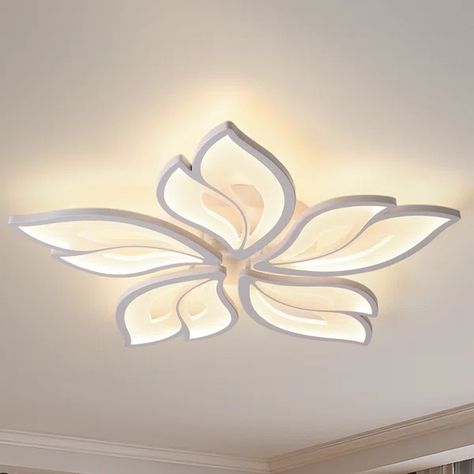 Angstrom 5 - Light 23.6'' Unique/Statement Geometric LED Flush Mount Chandelier Flush Mount, Leaf Lamp, Modern Led Ceiling Lights, Mount Ceiling Lights, Ceiling Light Design, Light Fixtures Flush Mount, Modern Ceiling, Led Flush Mount, Modern Ceiling Light