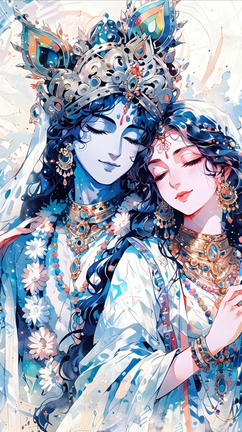 Lord Radha Krishna Drawing Sketch, Radhe Krishna 3d Wallpaper, Krishna And Radha Anime, Radha Krishna Blue Wallpaper, Wallpaper Of Krishna Radha, Krishna Wallpaper Anime, Krishna Home Screen Wallpaper, Radha Krishna Art Wallpaper, Spiritual Art Sketch