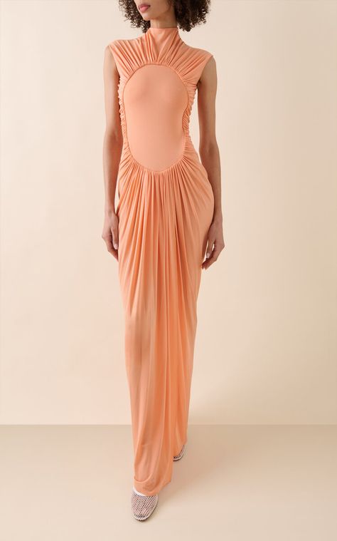 MODA OPERANDI: ALAÏA Gathered Jersey Maxi Dress… Alaia Dress, Skirt Shapewear, Coral Fashion, Monochromatic Fashion, Jersey Maxi Dress, Maxi Jersey Dress, Fashion Inspiration Design, Long Sleeve Maxi Dress, Moda Operandi