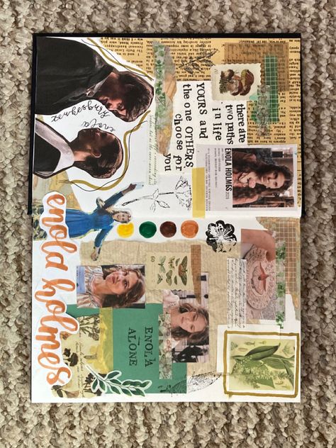 Enola Holmes Journal Page, Enola Holmes Journal, Enola Holmes Book Cover, Enola Holmes Collage, Journal Movie Page, Fav Movie Page Journal, Holmes Movie, Journal 3, Enola Holmes