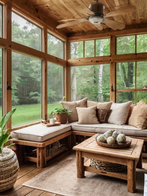 3 Season Sunroom Ideas: Creative Designs for Small and Large Spaces - Homezillo Added On Sunroom, Modern 3 Season Room, Small Three Season Room, Three Seasons Porch, All Season Room Decorating Ideas, Vintage Sunroom Ideas, 3 Seasons Room Ideas, Sunroom Cabin, Large Sunroom Ideas