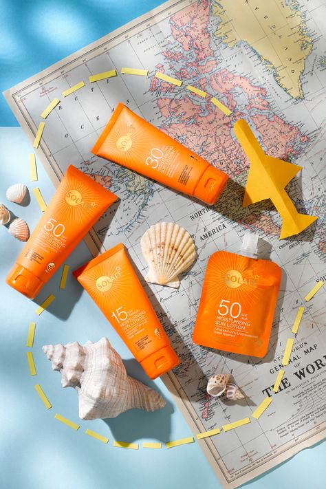 Travel Size Sunscreen, Adobe Photoshop Design, Skincare Products Photography, Spray Lotion, Sun Lotion, Model Nails, Suncare, Neck Pillow Travel, Mini Pouches