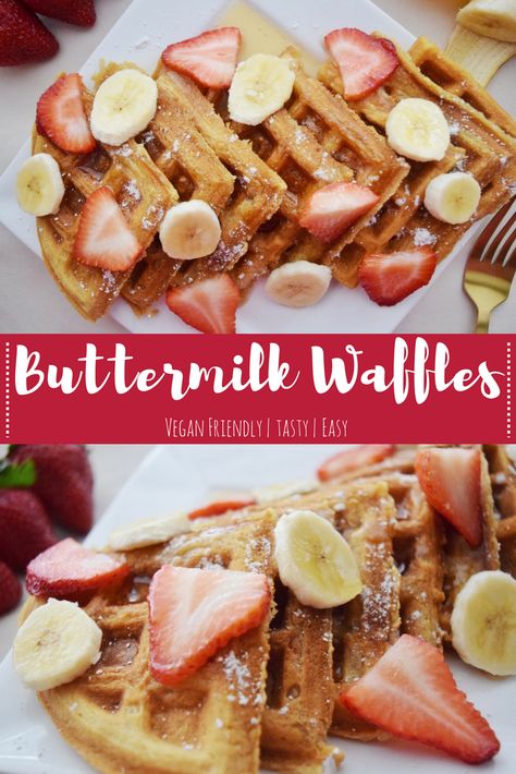 These #Vegan Buttermilk #Waffles are AMAZING! The perfect vegan breakfast for plant-based eaters. Click to find out how to make your own!  #Breakfast Vegan Buttermilk, Buttermilk Waffles, Vegan Breakfasts, Easy Baked Chicken, Beef Casserole Recipes, Epic Fail, Tasty Pancakes, Things To Make, Breakfast Items