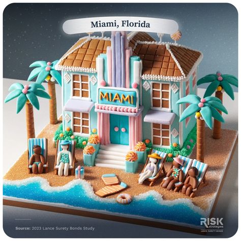 AI captures Florida essence to create tropical-inspired gingerbread house Tropical Gingerbread House Ideas, Summer Gingerbread House, Tropical Gingerbread House, Beach House Gingerbread House, Candy People, Gingerbread House Designs, Gingerbread Village, Gingerbread House Decorations, Tropical Christmas