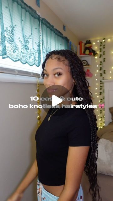 myasia on Instagram: "10 EASY BOHO KNOTLESS BRAID HAIRSTYLES🎀

which is your fav? 

#hairstyles #braids #braidhairstyles #braidstyles #bohoknotlessbraids #bohoknotless #knotlessbraids #knotless #easyhairstyles #simplehairstyles #hairtutorial #90shair #90sinspired" Boho Knotless Hairstyle Ideas, Cute Hairstyles For Boho Braids, How To Style Small Knotless Braids, Hairstyles For Boho Knotless Braids, Ways To Style Boho Braids, Boho Knotless Hairstyles, Styles For Boho Knotless Braids, Knotless Updo Styles, Cute Styles For Knotless Braids