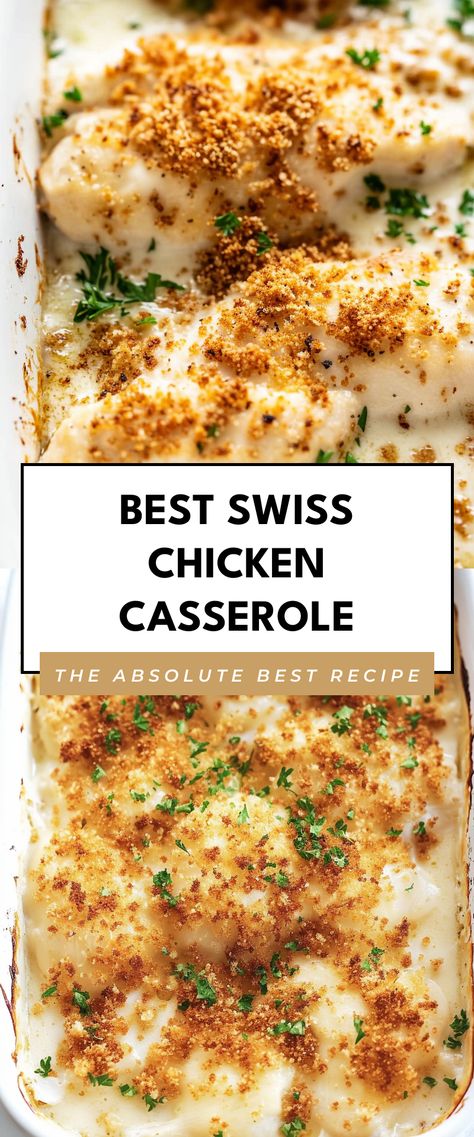 Image for Best Swiss Chicken Casserole Mushroom Soup Casserole, Swiss Chicken Casserole, Chicken Mushroom Soup, Swiss Chicken, Cooking Basmati Rice, Plant Based Cheese, Hosting Friends, Chicken Mushroom, Pork Rinds