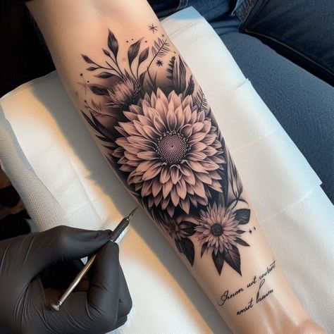 15 September Birth Flower Tattoo Ideas to Celebrate a Special Month 7 Birthflower September Tattoo, Aster Flower Tattoo September, September Flower Tattoo, October Flower Tattoo, November Flower Tattoo, September Birth Flower Tattoo, Aster Tattoo, Aster Flower Tattoos, Birth Flower Tattoo Ideas