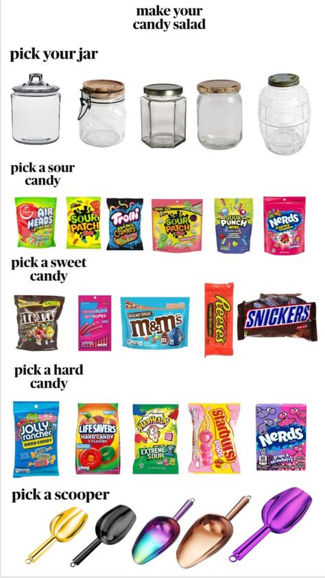 Preppy Snacks, Trendy Snacks, Baddie Pfp Pink, Sleepover Vibes, Candy Salad, Jolly Rancher Hard Candy, Making A Gift Basket, Preppy School Supplies, Friends Ideas