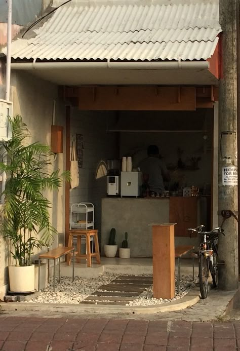 Small Take Out Cafe Design, Cafe Interior Design Rustic Coffee Shop, Take A Way Coffee Shop Design, Small Coffee Shops Ideas, Instagramable Coffee Shops, To Go Coffee Shop, Rustic Coffee Shop Design, Little Cafe Design, Coffee Bar Design Coffeehouse