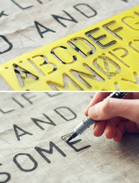 Roundup: 14 DIY Textile Ideas for Your Next Craft Project - Curbly Farmhouse Canvas Art Diy, Diy Kitchen Art, Kitchen Art Diy, Art Diy Canvas, Stencil Text, Canvas Art Diy, Farmhouse Canvas Art, Stenciled Pillows, Handmade Wallpaper